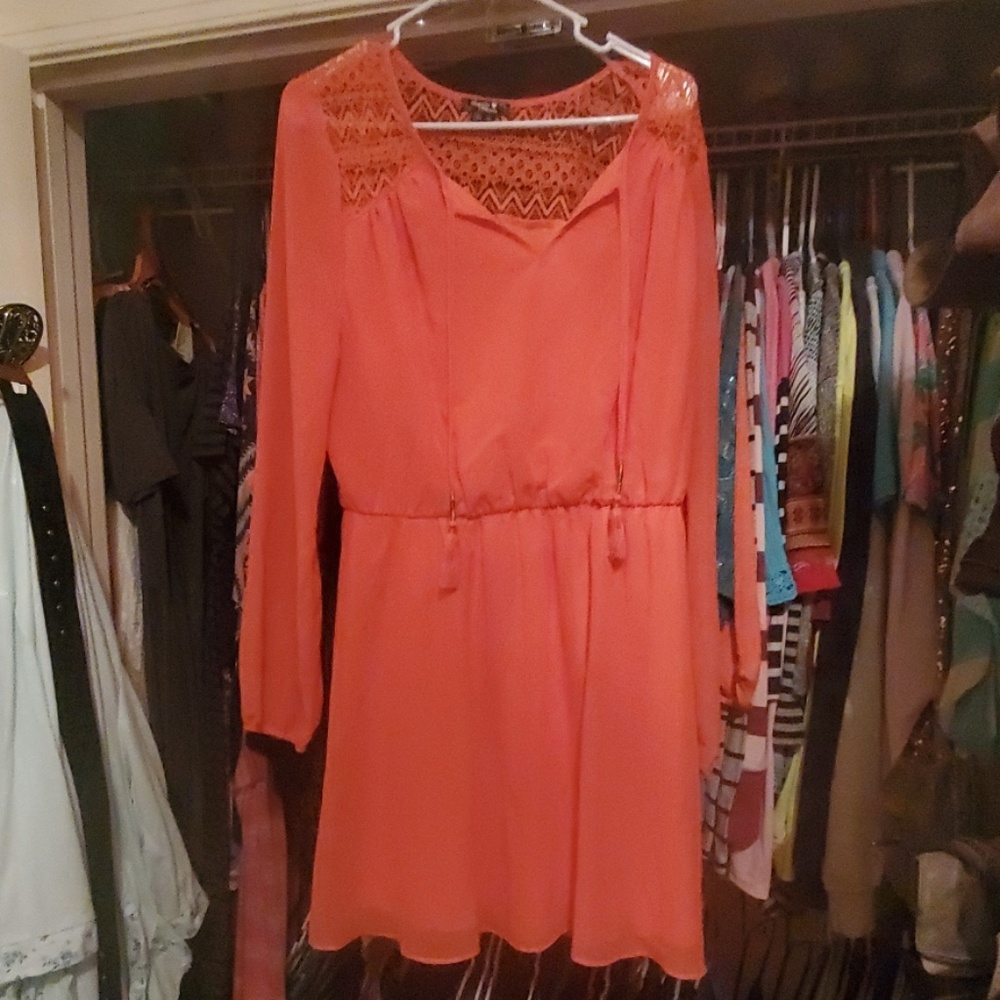 Coral colored fall dress
